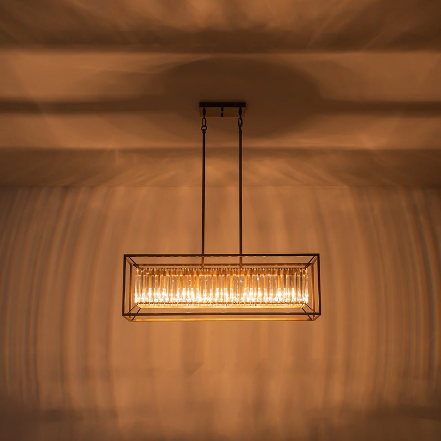 Farmhouze Light - Oil Rubbed Bronze 5 - Light Rectangle Crystal Chandelier - Chandelier - 31.5 in - 