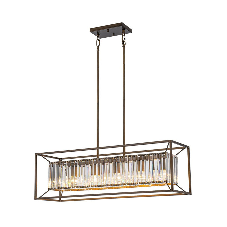 Farmhouze Light - Oil Rubbed Bronze 5 - Light Rectangle Crystal Chandelier - Chandelier - 31.5 in - 