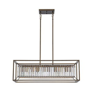 Farmhouze Light - Oil Rubbed Bronze 5 - Light Rectangle Crystal Chandelier - Chandelier - 31.5 in - 