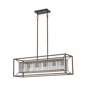 Farmhouze Light - Oil Rubbed Bronze 5 - Light Rectangle Crystal Chandelier - Chandelier - 31.5 in - 
