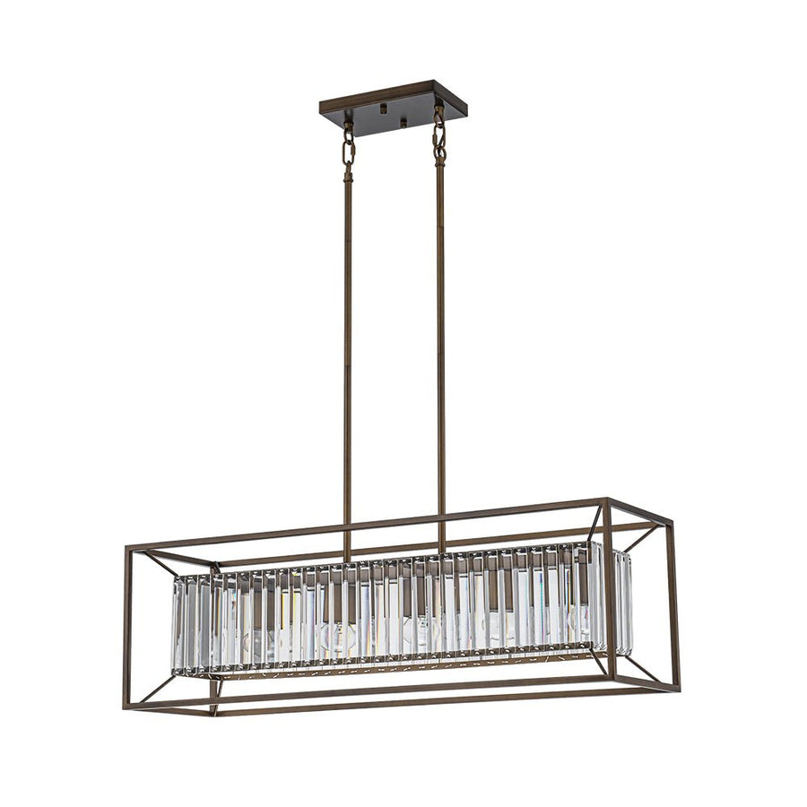 Farmhouze Light - Oil Rubbed Bronze 5 - Light Rectangle Crystal Chandelier - Chandelier - 31.5 in - 