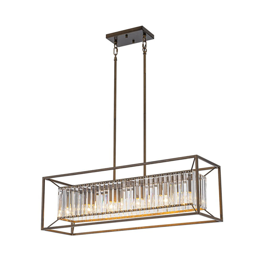 Farmhouze Light - Oil Rubbed Bronze 5 - Light Rectangle Crystal Chandelier - Chandelier - 31.5 in - 
