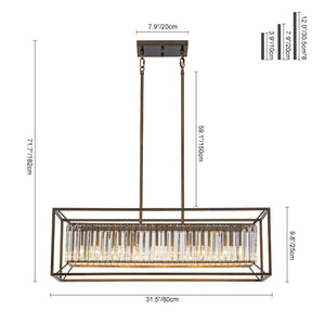 Farmhouze Light - Oil Rubbed Bronze 5 - Light Rectangle Crystal Chandelier - Chandelier - 31.5 in - 