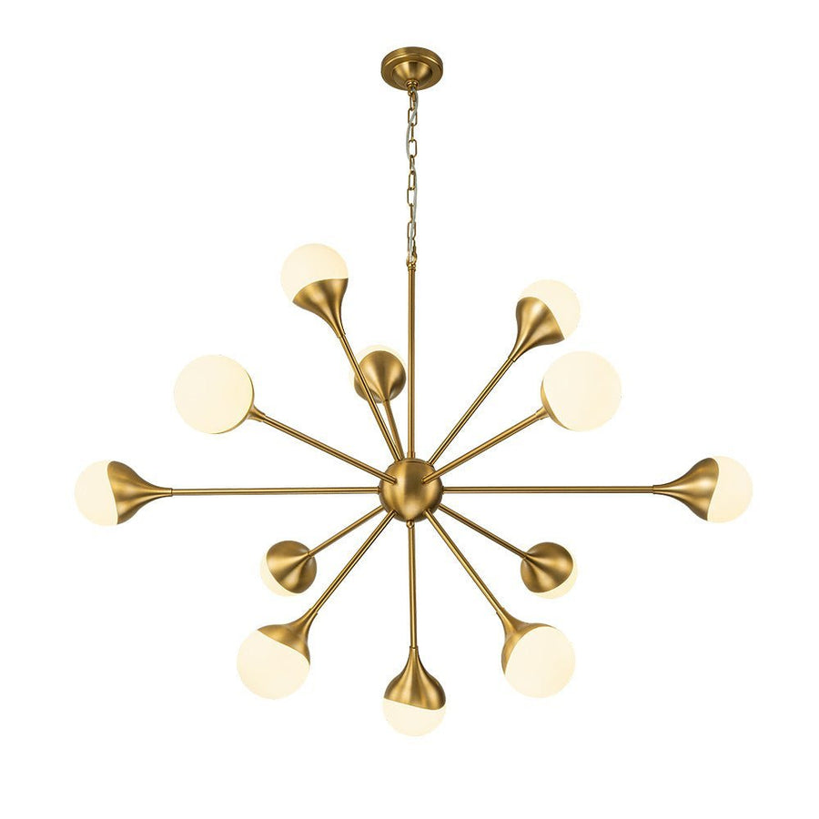 Farmhouze Light-OpenBox-12-Light Mid-century Brass Sphere Sputnik Chandelier-Chandelier-Brass-