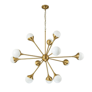 Farmhouze Light-OpenBox-12-Light Mid-century Brass Sphere Sputnik Chandelier-Chandelier-Brass-