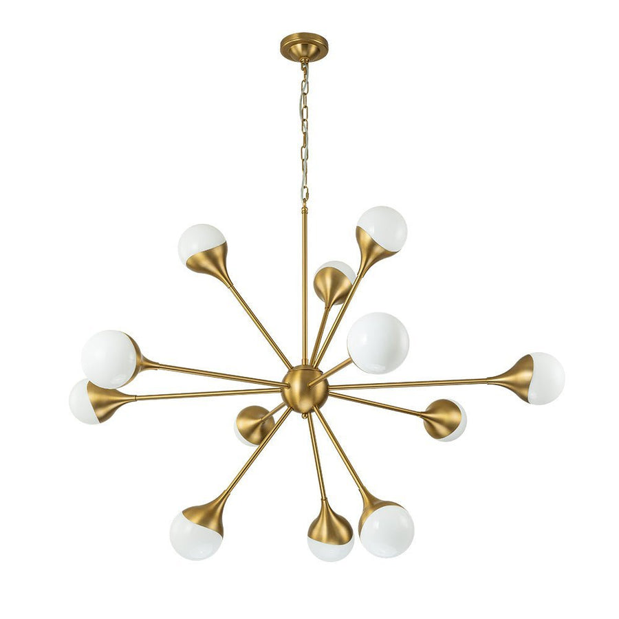 Farmhouze Light-OpenBox-12-Light Mid-century Brass Sphere Sputnik Chandelier-Chandelier-Brass-