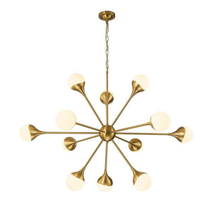 Farmhouze Light-OpenBox-12-Light Mid-century Brass Sphere Sputnik Chandelier-Chandelier-Brass-