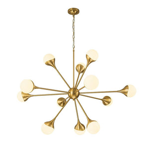 Farmhouze Light-OpenBox-12-Light Mid-century Brass Sphere Sputnik Chandelier-Chandelier-Brass-