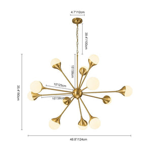 Farmhouze Light-OpenBox-12-Light Mid-century Brass Sphere Sputnik Chandelier-Chandelier-Brass-