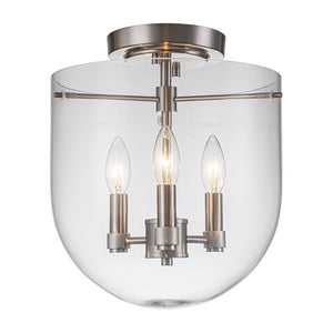 Farmhouze Light-OpenBox-3-Light Wide Bowl Glass Semi Flush Ceiling Light-Ceiling Light-Nickel-3-Light