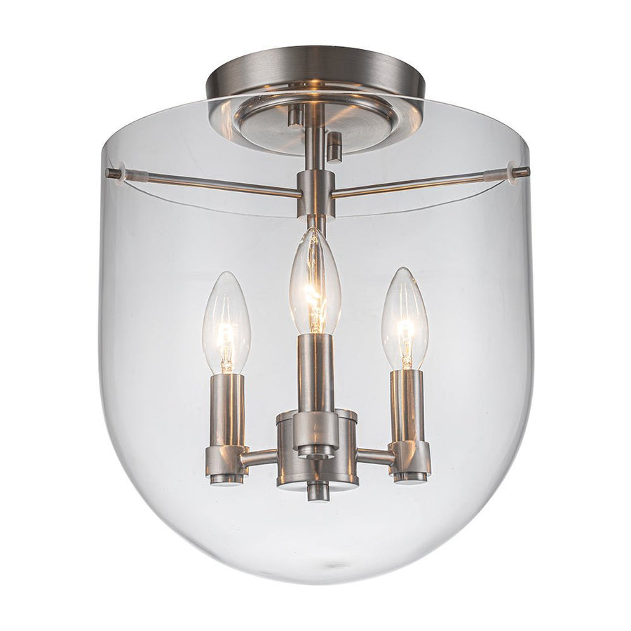 Farmhouze Light-OpenBox-3-Light Wide Bowl Glass Semi Flush Ceiling Light-Ceiling Light-Nickel-3-Light