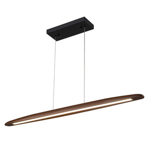 Farmhouze Light - OpenBox - Dimmable Warm LED Walnut Wood Linear Pendant Light - Chandelier - Walnut - 