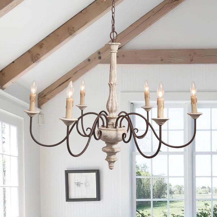 Farmhouze Light-OpenBox-Farmhouse 6 Light Wood Weathered Anchor Chandelier-Chandelier--