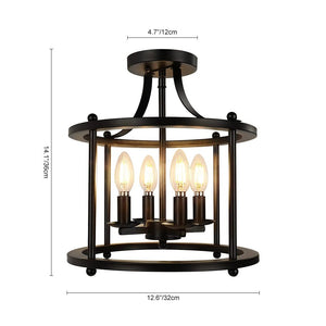 Farmhouze Light-OpenBox-Farmhouse Round Lantern Semi Flush Mount-Ceiling Light--