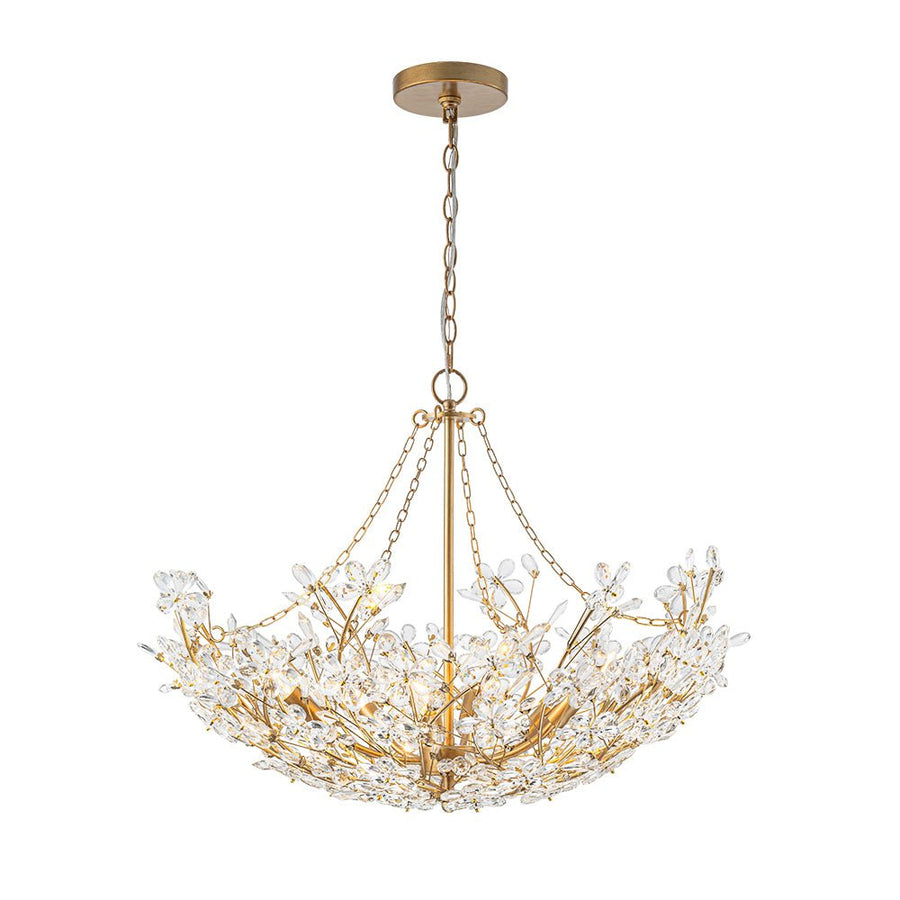 Farmhouze Light - OpenBox - Glam Farmhouse Crystal Flower Brass Basin Chandelier - Chandelier - 6 - Light - 