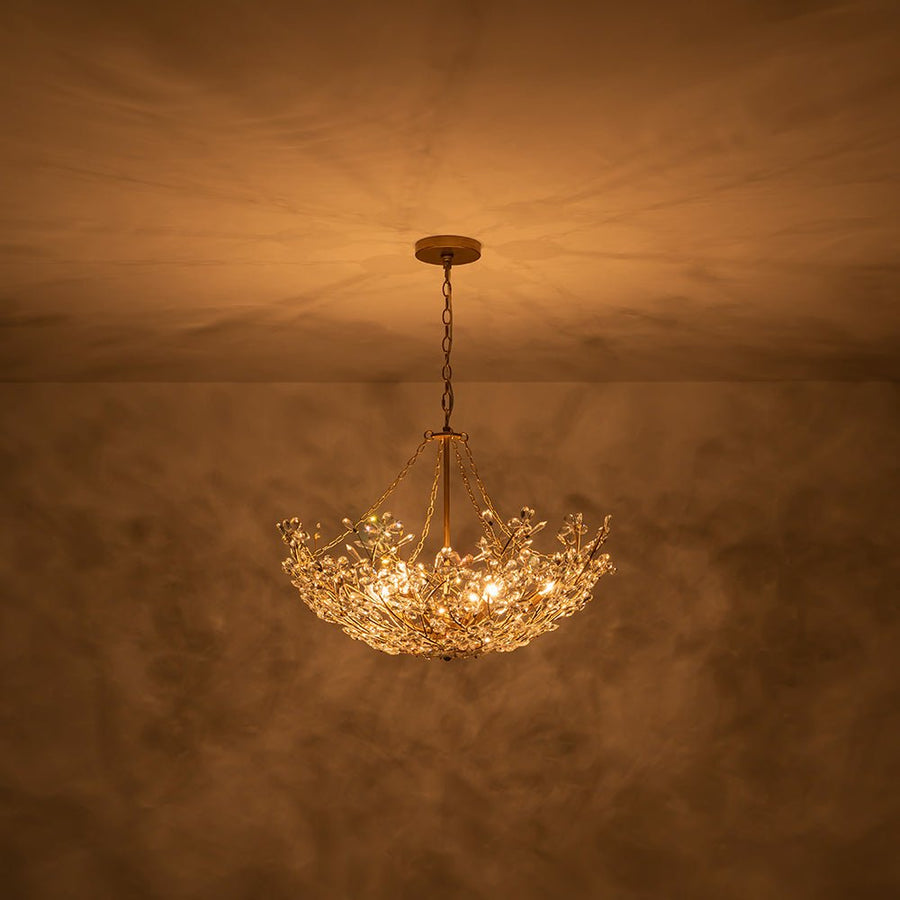 Farmhouze Light - OpenBox - Glam Farmhouse Crystal Flower Brass Basin Chandelier - Chandelier - 6 - Light - 