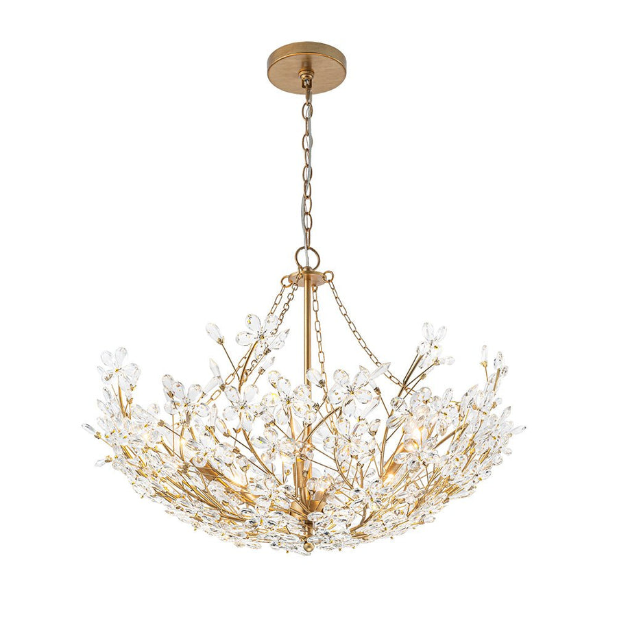 Farmhouze Light - OpenBox - Glam Farmhouse Crystal Flower Brass Basin Chandelier - Chandelier - 6 - Light - 