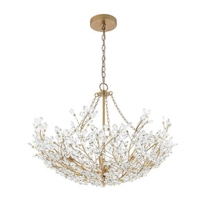 Farmhouze Light - OpenBox - Glam Farmhouse Crystal Flower Brass Basin Chandelier - Chandelier - 6 - Light - 