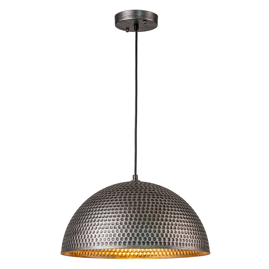 Farmhouze Light - OpenBox - Industrial 1 - Light Hammered Oversized Metal Dome Pendant - Chandelier - Dark Silver - 23in