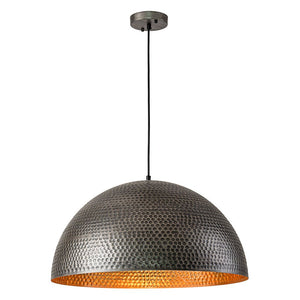 Farmhouze Light - OpenBox - Industrial 1 - Light Hammered Oversized Metal Dome Pendant - Chandelier - Dark Silver - 23in