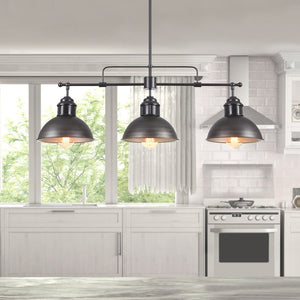 Farmhouze Light - OpenBox - Industrial Kitchen Linear Pot Lid Island Pendant Light - Chandelier - Antiqued Silver - 