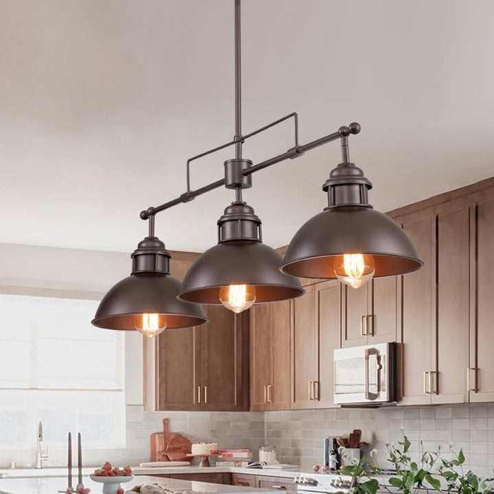 Farmhouze Light - OpenBox - Industrial Kitchen Linear Pot Lid Island Pendant Light - Chandelier - Oil - Rubbed Bronze - 