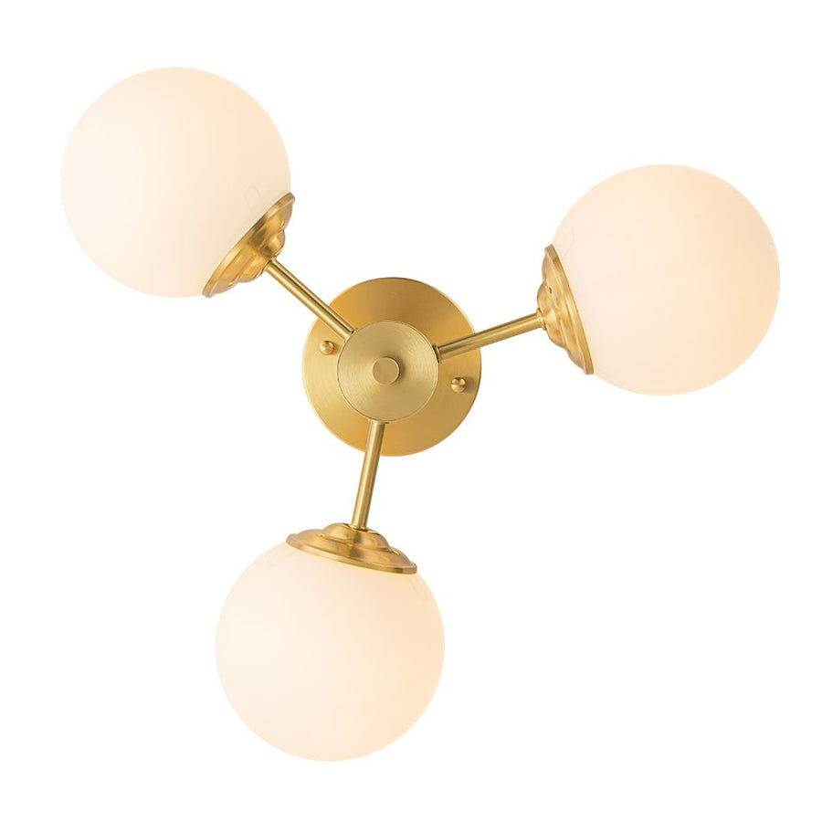 Farmhouze Light-OpenBox-Mid Century 3-Light Opal Glass Globe Ceiling Light--Brass-3-Light