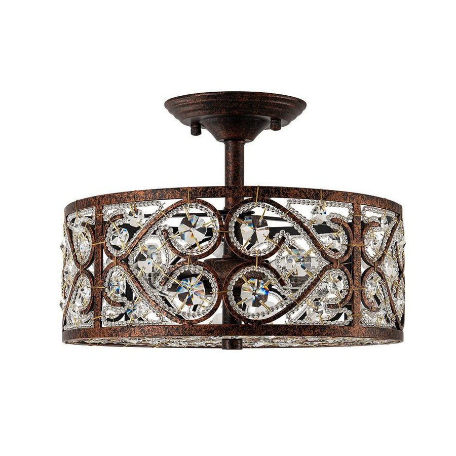 Farmhouze Light - OpenBox - Vintage Bronze Luxe Crystal Drum Lantern Ceiling Light - Ceiling Light - Copper - 