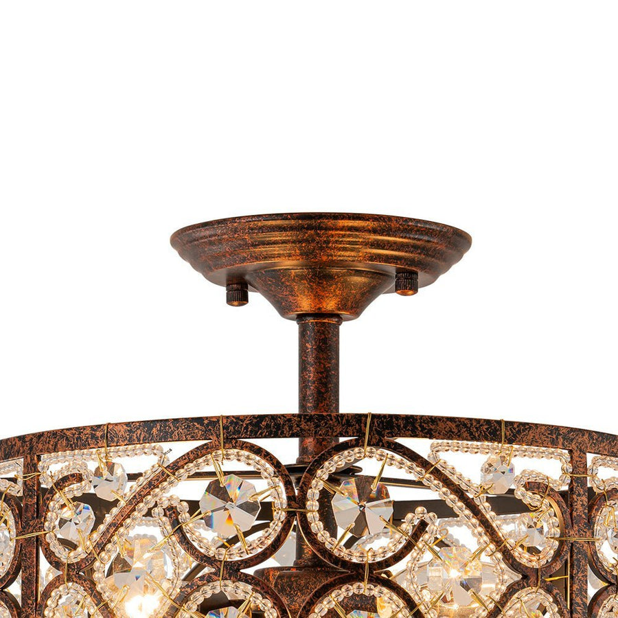 Farmhouze Light - OpenBox - Vintage Bronze Luxe Crystal Drum Lantern Ceiling Light - Ceiling Light - Copper - 