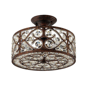 Farmhouze Light - OpenBox - Vintage Bronze Luxe Crystal Drum Lantern Ceiling Light - Ceiling Light - Copper - 