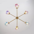 Load image into Gallery viewer, Farmhouze Light-Polished Iridescent Art Glass Globe Round Brass Sputnik Chandelier-Chandelier-34.3 in-
