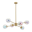 Load image into Gallery viewer, Farmhouze Light-Polished Iridescent Art Glass Globe Round Brass Sputnik Chandelier-Chandelier-34.3 in-
