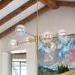 Load image into Gallery viewer, Farmhouze Light-Polished Iridescent Art Glass Globe Round Brass Sputnik Chandelier-Chandelier-34.3 in-

