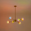 Load image into Gallery viewer, Farmhouze Light-Polished Iridescent Art Glass Globe Round Brass Sputnik Chandelier-Chandelier-34.3 in-
