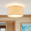 Load image into Gallery viewer, Farmhouze Light-Retro Farmhouse Ivory Linen Drum Lantern Ceiling Light-Ceiling Light-12.8 in-
