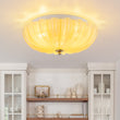 Load image into Gallery viewer, Farmhouze Light-Retro Pleated Floral Art Glass Scalloped Ceiling Light-Ceiling Light-Milky Opal Glass-
