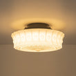 Load image into Gallery viewer, Farmhouze Light - Rococo Round Embossed Milky Glass Dimmable LED Semi Flush - Ceiling Light - White Glass (Back Order) - 
