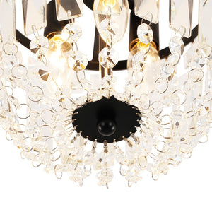 Farmhouze Light - Round Cutting Crystal Cage Black Semi Flush Light - Chandelier - Black - 