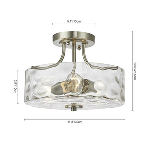 Farmhouze Light - Round Hammered Glass Semi Flush Mount - Ceiling Light - 