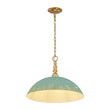 Load image into Gallery viewer, Farmhouze Light - Rustic 1 - Light Gold Green Patina Metal Saucer Shade Pendant - Pendant - 18.5 in - 
