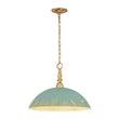 Load image into Gallery viewer, Farmhouze Light - Rustic 1 - Light Gold Green Patina Metal Saucer Shade Pendant - Pendant - 18.5 in - 
