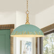 Load image into Gallery viewer, Farmhouze Light - Rustic 1 - Light Gold Green Patina Metal Saucer Shade Pendant - Pendant - 18.5 in - 
