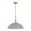 Load image into Gallery viewer, Farmhouze Light - Rustic 1 - Light Gold Green Patina Metal Saucer Shade Pendant - Pendant - 18.5 in - 
