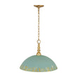 Load image into Gallery viewer, Farmhouze Light - Rustic 1 - Light Gold Green Patina Metal Saucer Shade Pendant - Pendant - 18.5 in - 
