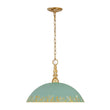 Load image into Gallery viewer, Farmhouze Light - Rustic 1 - Light Gold Green Patina Metal Saucer Shade Pendant - Pendant - 18.5 in - 
