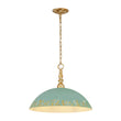 Load image into Gallery viewer, Farmhouze Light - Rustic 1 - Light Gold Green Patina Metal Saucer Shade Pendant - Pendant - 18.5 in - 
