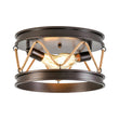 Load image into Gallery viewer, Farmhouze Light - Rustic Brown Hemp Rope Drum Lantern Semi Flush Mount - Ceiling Light - Oil - Rubbed Bronze - 
