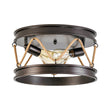 Load image into Gallery viewer, Farmhouze Light - Rustic Brown Hemp Rope Drum Lantern Semi Flush Mount - Ceiling Light - Oil - Rubbed Bronze - 
