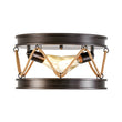 Load image into Gallery viewer, Farmhouze Light - Rustic Brown Hemp Rope Drum Lantern Semi Flush Mount - Ceiling Light - Oil - Rubbed Bronze - 
