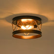 Load image into Gallery viewer, Farmhouze Light - Rustic Brown Hemp Rope Drum Lantern Semi Flush Mount - Ceiling Light - Oil - Rubbed Bronze - 
